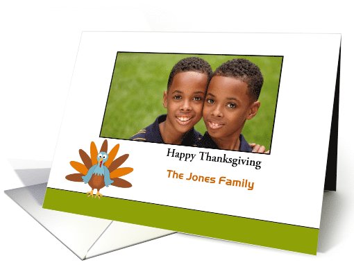 Thanksgiving Photo Card with Turkey Design-Customizable Text card