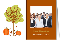 Customizable Thanksgiving Photo Card with Tree and Pumpkin card