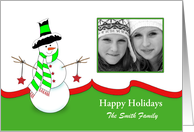 Customizable Snowman Christmas Photo Card