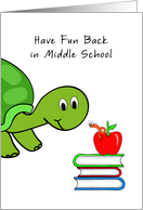 Going Back to Middle School-Turtle, Books, Worm and Apple card