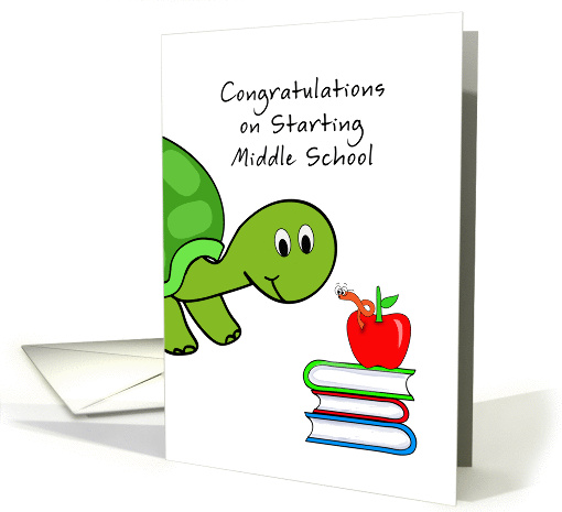 Starting Middle School Greeting Card-Turtle, Books, Apple... (853292)