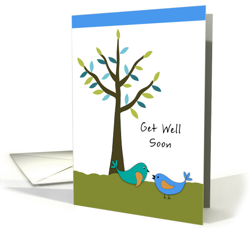 Get Well Soon Greeting Card with Two Blue Birds and Tree card (854257)