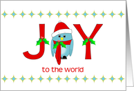 Joy to the World Christmas Card Blue Bird and Holly card