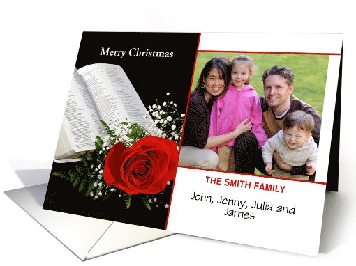 Religious Christmas Photo Card with Bible and Red... (856023)