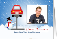 From Auto Mechanic Christmas Photo Card-Snowman-Car-Customizable Text card
