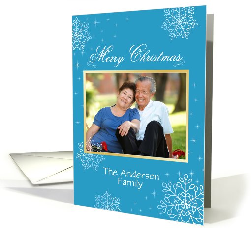 Christmas Snowflake Photo Card in Blue with Snowflakes card (861974)
