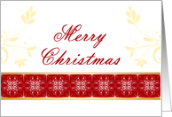 General Christmas Card with Red Border and Swirl Design card