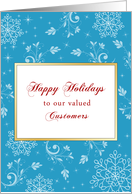 Customer Business Christmas Card with Snowflakes-Happy Holidays card