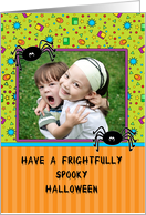 Halloween Photo Card with Spiders and Retro Background Card