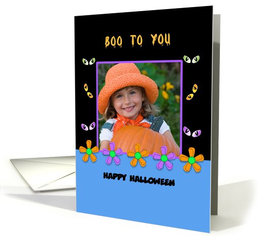 Halloween Photo Card with Spooky Eyes and Flowers card (864963)