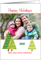 Christmas Trees Photo Greeting Card-Happy Holidays-Customizable Text card