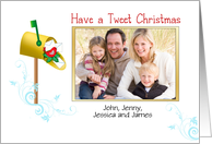 Christmas Photo Card with Mail Box, Bird, Envelopes - Tweet card