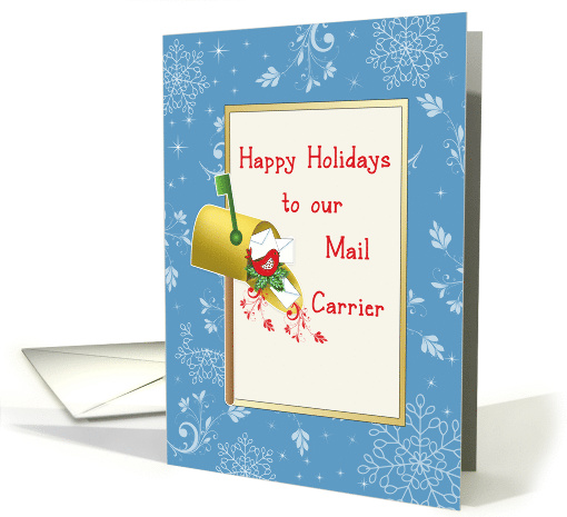 For Mail Carrier Christmas Card with Mail Box, Bird,... (865504)