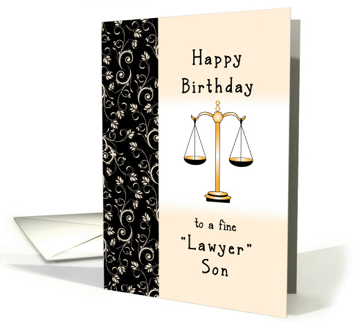 For Lawyer Son Birthday Greeting Card-Scale of Justice and... (865750)
