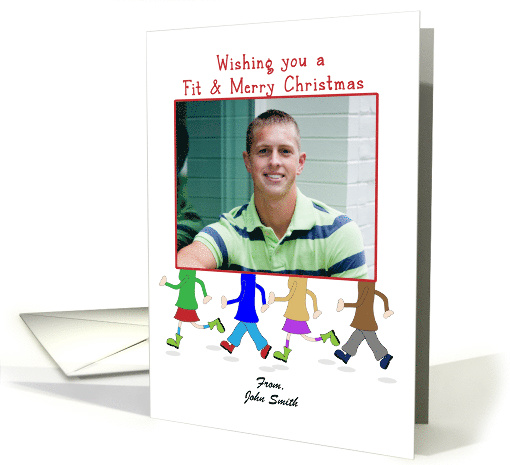 Fitness Christmas Photo Card-Male and Female Runners card (867459)
