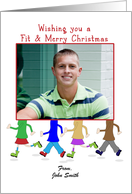 Fitness Christmas Photo Card-Male and Female Runners card