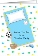 Slumber Party-Pajama Party Invitations-Baseball-Soccer Ball-Baseball card