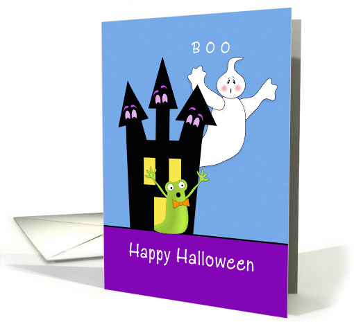 General Happy Halloween Card-Haunted House-Ghost and Gremlin card