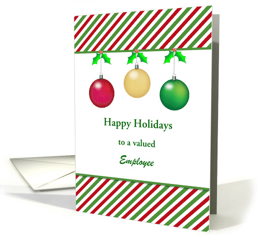 For Employee Customizable Business Christmas Card-Three Ornaments card