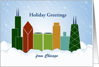Customizable Chicago Skyline Buildings Christmas Card