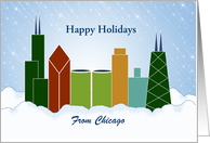 Customizable Business Chicago Skyline Christmas Card