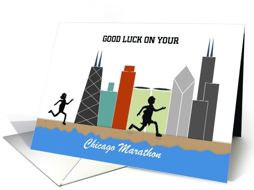 Customizable Good Luck Marathon in Chicago Card-Windy City card