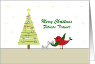 For Fitness Trainer Coach Christmas Greeting Card-Tree-Bird-Weights card