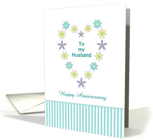 For Husband Happy Anniversary Greeting Card - Flower Shaped Heart card