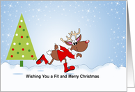 From Fitness Trainer Christmas Card-Customizable-Running Reindeer Tree card