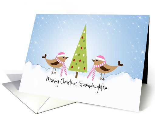 Granddaughter Merry Christmas Card-Birds with Tree... (878426)