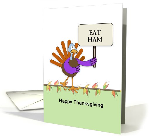 Thanksgiving Turkey Holding Sign-Customizable Text card (879180)