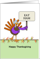 Thanksgiving Turkey Holding Sign-Customizable Text card