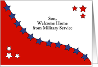 Son Welcome Home with Red, White and Blue Stars Customizable Text card