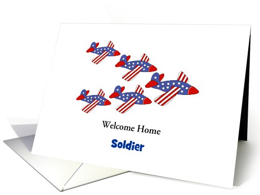 Welcome Home Soldier Greeting Card-Airplanes-Customizable Text card
