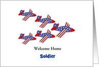 Welcome Home Soldier Greeting Card-Airplanes-Customizable Text card