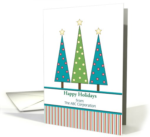 Business-Happy Holidays Three Christmas Trees-Customizable Text card