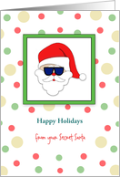 Secret Santa Christmas Greeting Card-Santa-Sunglasses-Custom Text card