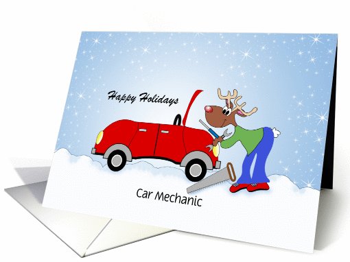 For Auto Mechanic Christmas Card-Reindeer-Red... (881103)