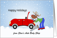 From Auto Mechanic Christmas Card-Reindeer-Red Car-Customizable Text card