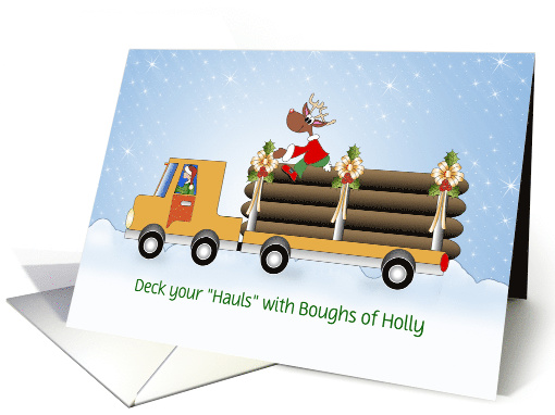 Trucking Christmas Card-Logistical-Reindeer-Customizable Text card