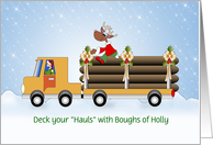Trucking Christmas Card-Logistical-Reindeer-Customizable Text card
