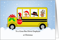For Employee of School Bus Company Christmas Card-Customizable Text card