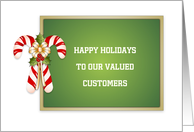For Customers Christmas Card with Candy Canes, Holly-Customizable Text card