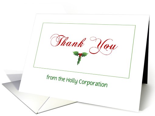 Christmas Thank You Card with Holly and Berries-Customizable Text card