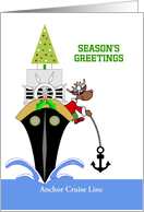 Christmas Cruise Ship Card-Reindeer, Anchor, Tree,-Customizable Text card