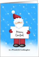 For Goddaughter-Santa Holding Sign Christmas Card-Customizable Text card