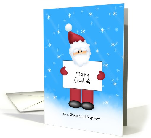 For Nephew-Santa Holding Sign Christmas Card-Customizable Text card