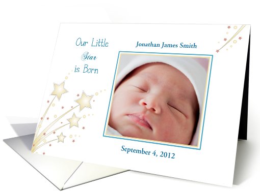 Baby Boy Birth Announcement Photo Card-Customizable Text card (885646)