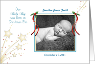 Baby Birth Announcement Photo Card-Customizable Text-Christmas Eve card