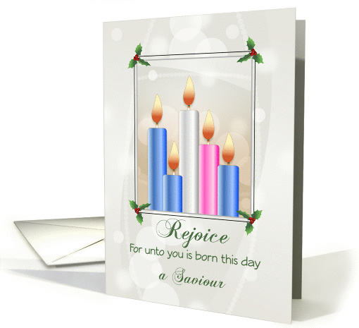 Christmas Advent Greeting Card-Candles-Rejoice-Saviour card (886170)